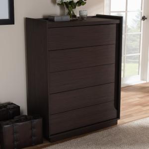 Offer for Contemporary Brown Finished 5-Drawer Chest by Baxton Studio