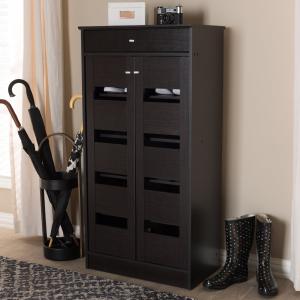 Offer for Contemporary Dark Brown Shoe Cabinet by Baxton Studio