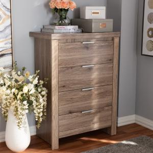 Offer for Contemporary Oak Brown 4-Drawer Chest by Baxton Studio