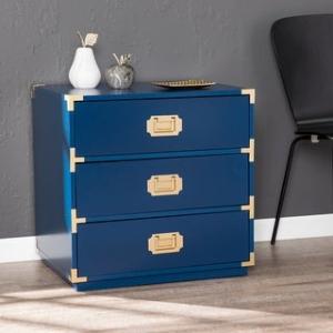 Offer for Harper Blvd Campaign 3-Drawer Accent Chest (Blue/blue with brass)