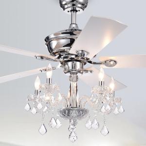 Offer for Havorand III 52-inch 5-light Chrome Lighted Ceiling Fans w/Crystal Branched Chandelier(Remote Controlled&2 Color Option Blades)