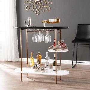 Offer for Carson Carrington Ringkobing Wine/ Bar Table with Glassware Storage