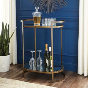 Offer for Silver Orchid Grant Mirrored Shelf Glam Bar Table