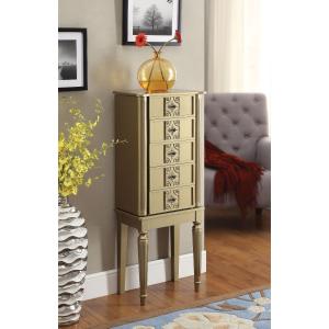 Offer for Wood Jewelry Armoire With 5 Drawers in Gold