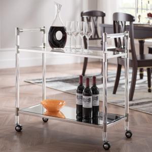 Offer for Silver Orchid Aldor Silver Acrylic Bar Cart