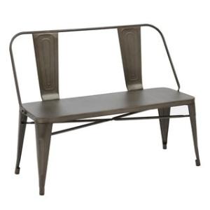 Offer for BTExpert Antique Rustic Metal Dining Chair Bench Full Back Garden Patio