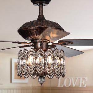 Offer for Copper Grove Dejes 52-in. Rustic Bronze Chandelier Ceiling Fan with Crystal Shade