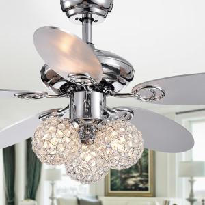 Offer for Silver Orchid Lang Chrome 5-blade 3-light Crystal 42-inch Ceiling Fan with Reversible Blades