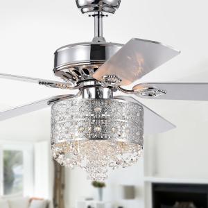 Offer for Silver Orchid Lang 52-inch 5-blade Chrome Lighted Ceiling Fan