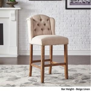 Offer for The Gray Barn Larken Tufted Linen Upholstered Stool (Set of 2) (Bar Height - Beige Linen)