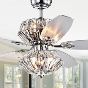 Offer for Copper Grove Toshevo Remote Control Chrome Dual-lamp 52-inch Lighted Ceiling Fan with Crystal Shades and Reversible Blades