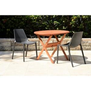 Offer for Isabela 3 Piece Round Folding Table Patio Dining Set (Grey)