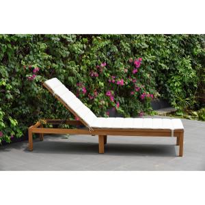 Offer for Amazonia Katia Eucalyptus Outdoor Chaise Lounger with Grey Cushion and Teak Finish