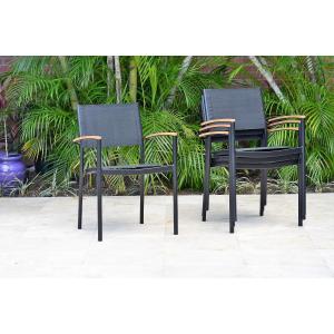 Offer for Amazonia Orinocco Black Aluminum Stacking Chairs (Set of 4)
