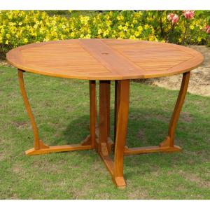 Offer for International Caravan Royal Tahiti 51-inch Dining Table (Assembly Required - Brown - Wood Finish - Weather Resistant/Water Resistant/Umbrella Hole -